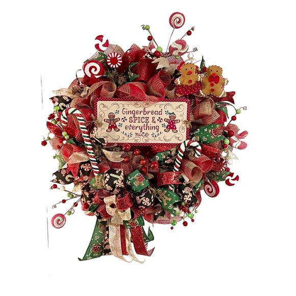 Gingerbread Wreath Door Wreath Christmas Wreath